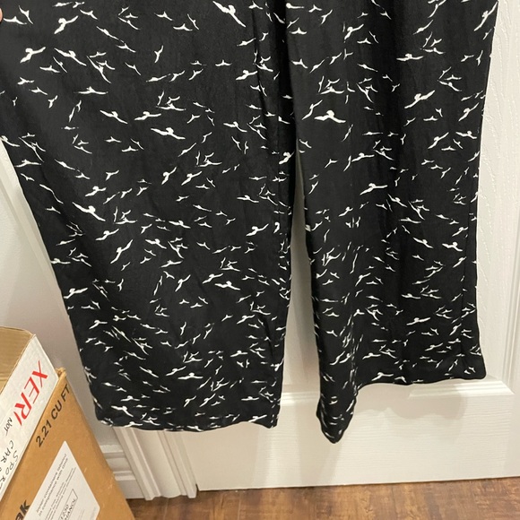 ETT TWA by Anthropologie Karlie Jumpsuit Novelty Print Wide Leg Black White Med - Picture 5 of 12